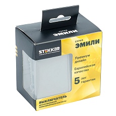 Выключатель 2-клавишный (механизм), СЗК, Stekker, 250В, 10А Эмили, RSW10-5104-10ZK, платиново-серый, soft touch 50239 4