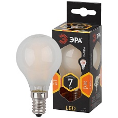 Лампа светодиодная филаментная ЭРА E14 7W 2700K матовая F-LED P45-7W-827-E14 frost Б0027956 2