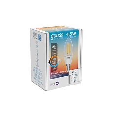 Лампа светодиодная диммируемая филаментная Gauss Smart Home Filament E14 4,5W 2000-6500K прозрачная 1250112 3