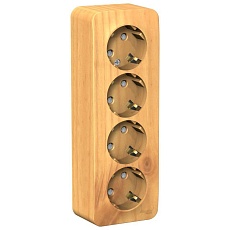 Розетка четырехместная 2К+З Systeme Electric Blanca 16A 250V со шторками ясень BLNRA011415