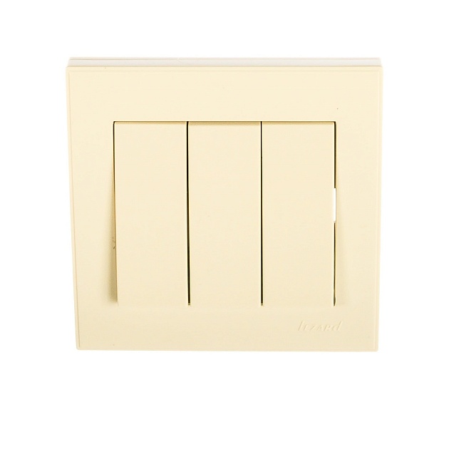 Выключатель тройной Lezard Rain кремовый 703-0303-109 Фото № 1