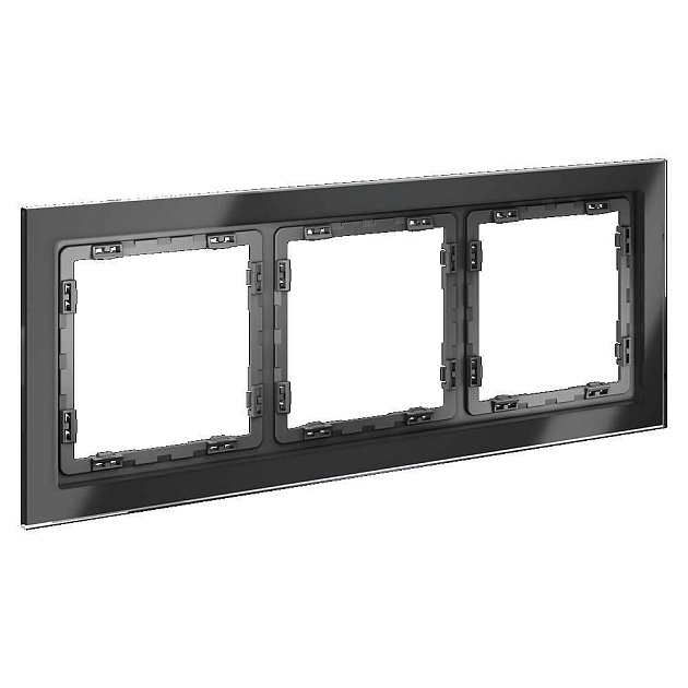 Рамка стеклянная Voltum S70 на 3 поста, (графит, стекло) VLS110307 Фото № 1