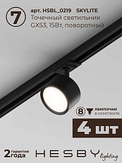 Накладная однофазная трековая система Hesby Lighting Skylite №14 со светильниками HSBL_kompl_S014_NI3B4K 1