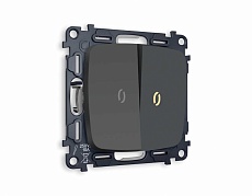 Комплект механизма 2-кл проходного выключателя AMBRELLA VOLT с подсветкой 3200K OMEGA Графит мягкое касание QUANT (OP9040, VM120, G22Y) MO904030