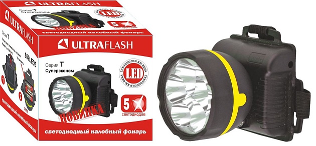 Налобный светодиодный фонарь Ultraflash Т от батареек 85х75 18 лм 909LED5 11781 фото 6