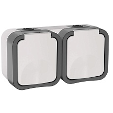 TORS Розетка 2-местная горизонтальная 16А IP55 TS222 серо-белый IEK TS-R26-16-55-G-K41