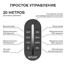 Диммер Apeyron12В/24В, 3 канала, ПДУ RF сенсорный для монохромной светодиодной ленты 04-101 5