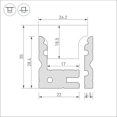 Встраиваемый профиль ARH-FLOOR27-H28-2000 ANOD 038356 1