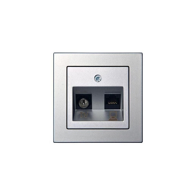 Розетка RJ45/TV Liregus Epsilon серебро 28-183 Фото № 1