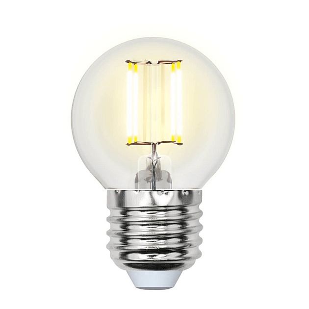 Лампа светодиодная филаментная Uniel E27 6W 4000K прозрачная LED-G45-6W/NW/E27/CL GLA01TR UL-00002208 фото 