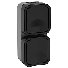 TORS Розетка 2-местная вертикальная 16А IP55 TS132 графит IEK TS-R26-16-55-V-K53