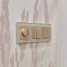 Выключатель Werkel двухклавишный проходной с подсветкой шампань рифленый W1122110 4690389160257 1