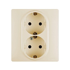 Розетка 2X2К+З Legrand Etika 16A 250V со шторками немецкий стандарт слоновая кость 672333