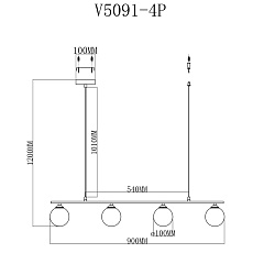 Подвесная люстра Moderli Lingdal V5091-4P 1