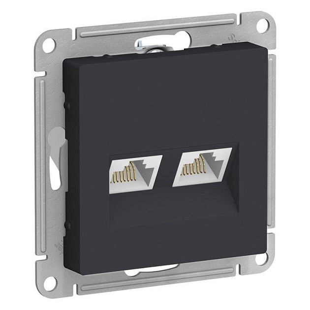Розетка компьютерная двойная RJ45 Systeme Electric AtlasDesign 5e кат UTP карбон ATN001085 Фото № 1