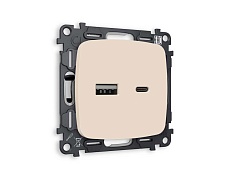 Комплект механизма розетки AMBRELLA VOLT OMEGA Бежевый матовый 2USB A+C 20W (быстрая зарядка) QUANT (OP3310, VM177) MO331010