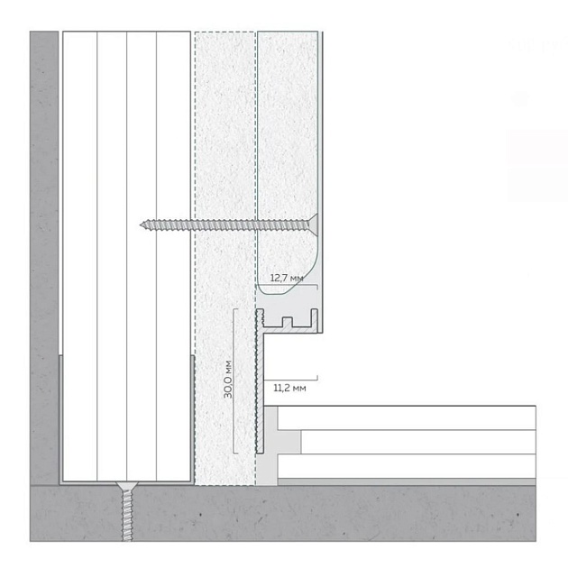 Теневой напольный плинтус FerGipps белый ПП 30 УТ000002192 Фото № 2