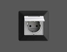 Комплект механизма электрической розетки AMBRELLA VOLT ALFA Серебро глянец с/з с шторками и крышкой IP44 QUANT (AP4080, VM141) MA408010 1