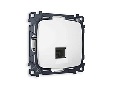 Комплект механизма телефонной розетки AMBRELLA VOLT OMEGA Белый матовый RJ-11(4P4C) с шторкой QUANT (OP1320, VM190) MO132030