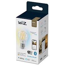 Лампа светодиодная филаментная диммируемая WiZ E27 7W 2700-6500K прозрачная Wi-Fi BLE 60WA60E27927-65CL1PF/6 929003017201 2