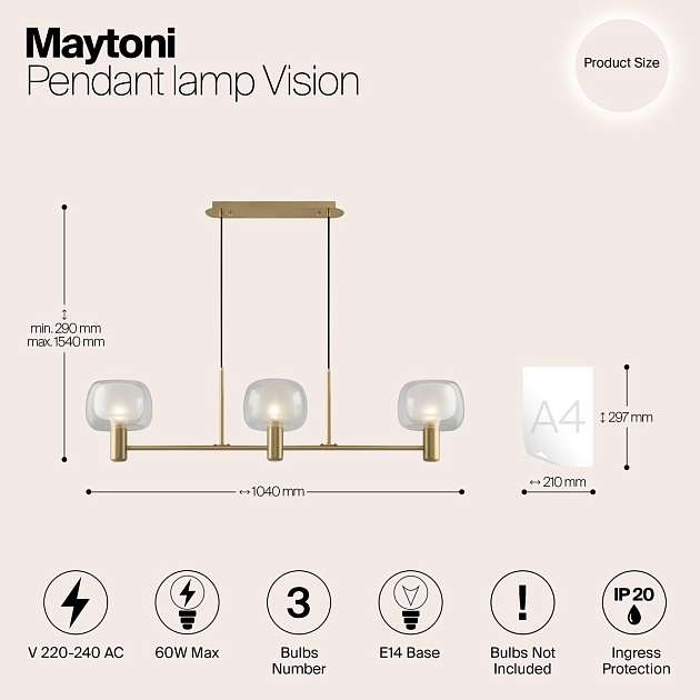 Подвесная люстра Maytoni Vision MOD411PL-03G Фото № 9