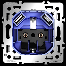 Механизм розетки с заземлением и защитными шторками 16А с USB A+C S70 Voltum VLS0405M 2