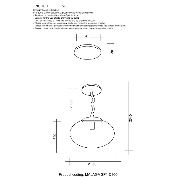 Подвесной светильник Crystal Lux Malaga SP1 D360 Gold изображение 2 Подвесной светильник Crystal Lux Malaga SP1 D360 Gold Фото № 2