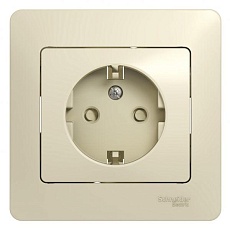Розетка 2К+З Systeme Electric Glossa 16A 250V со шторками бежевая GSL000244