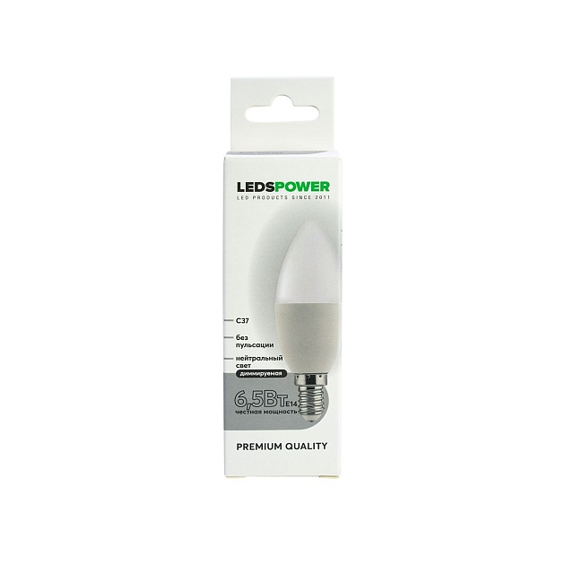 Светодиодная лампа LEDS POWER C37 E14 6,5Вт 4000К диммируемая 006703 Фото № 1