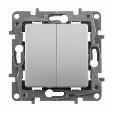 Переключатель двухклавишный Legrand Etika 10A 250V алюминий 672412 1