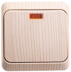 Выключатель одноклавишный Systeme Electric Этюд 10A 250V с подсветкой сосна BA10-005D