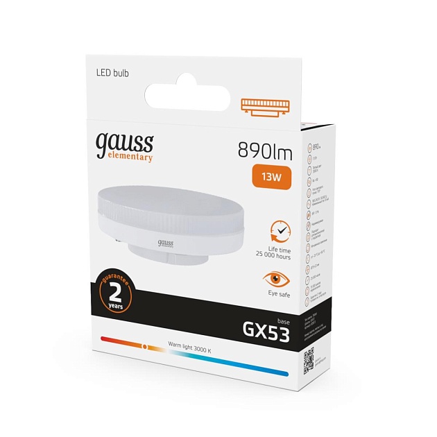 Лампа светодиодная Gauss GX53 13W 3000K матовая 83813 Фото № 5
