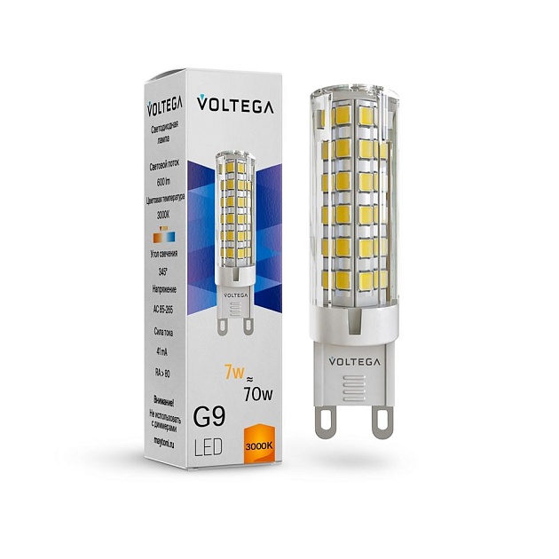 Лампа светодиодная Voltega G9 7W 3000К прозрачная VG9-K3G9warm7W 7187 изображение 1 Лампа светодиодная Voltega G9 7W 3000К прозрачная VG9-K3G9warm7W 7187 Фото № 1
