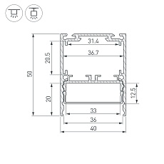 Профиль Arlight SL-Line-4050-3L-2000 Anod 044666 3