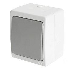 Переключатель одноклавишный Stekker Велена белый/серый PSW10-212-54 49732