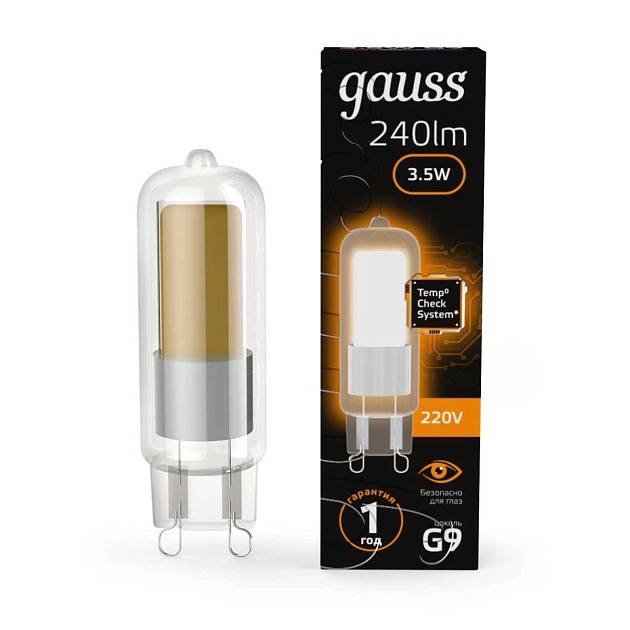 Лампа светодиодная Gauss G9 3.5W 3000K прозрачная 107809103 Фото № 7
