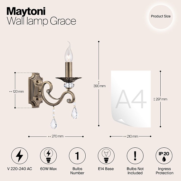 Бра Maytoni Grace RC247-WL-01-R изображение 2 Бра Maytoni Grace RC247-WL-01-R Фото № 2