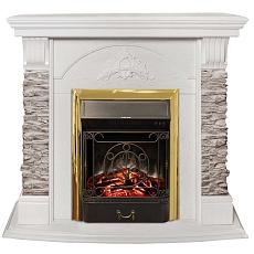 Электрокамин Realflame Athena GR WT с очагом Majestic Lux Brass 306132