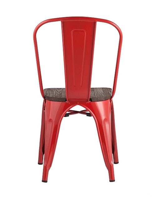 Барный стул Tolix красный глянцевый + темное дерево YD-H440B-W LG-03 фото 2