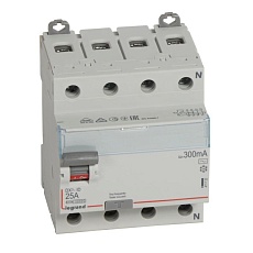 Выключатель дифференциального тока Legrand DX3 4П 25А 300мА AC 411722