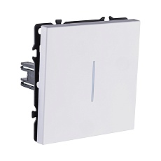 Выключатель 1-клавишный 10А/250В с LED подсветкой, белый глянцевый Kollinger Eclipse EC-007WG 1