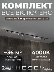 Встраиваемая однофазная трековая система Hesby Lighting Skylite №3 со светильниками HSBL_kompl_S003_VI3B4K