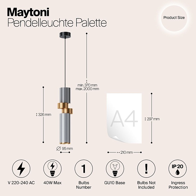 Подвесной светильник Maytoni Palette MOD303PL-01CFL2 Фото № 2