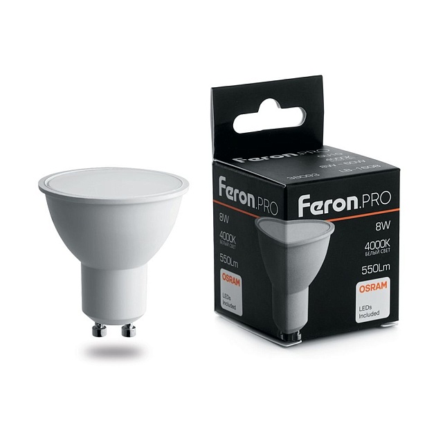 Лампа светодиодная Feron GU10 8W 4000K Матовая LB-1608 38093 фото 