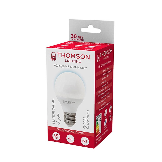 Лампа светодиодная Thomson E27 4W 6500K шар матовая TH-B2363 фото 3