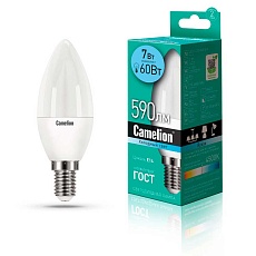 Лампа светодиодная Camelion E14 7W 4500K LED7-C35/845/E14 12074