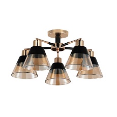 Потолочная люстра ЭкономСвет 12209/5BK+FGD AMB+BK