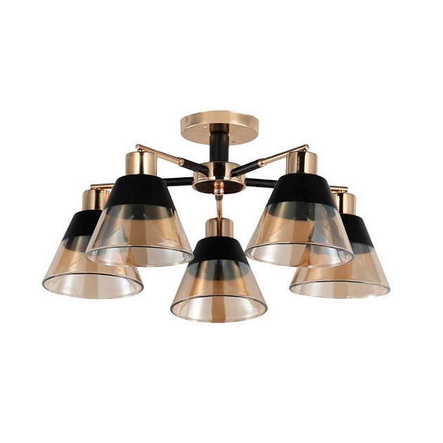 Потолочная люстра ЭкономСвет 12209/5BK+FGD AMB+BK изображение 1 Потолочная люстра ЭкономСвет 12209/5BK+FGD AMB+BK Фото № 1