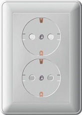 Розетка двойная 2К+З Systeme Electric W59 16A 250V со шторками белая RS16-255-18