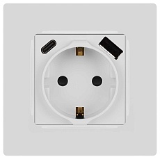 Розетка ЭРА Серия 12 12-4108-01 2P+E 16A-250В со шторками с USB type-A+C 5В-3А белый Б0067752 3